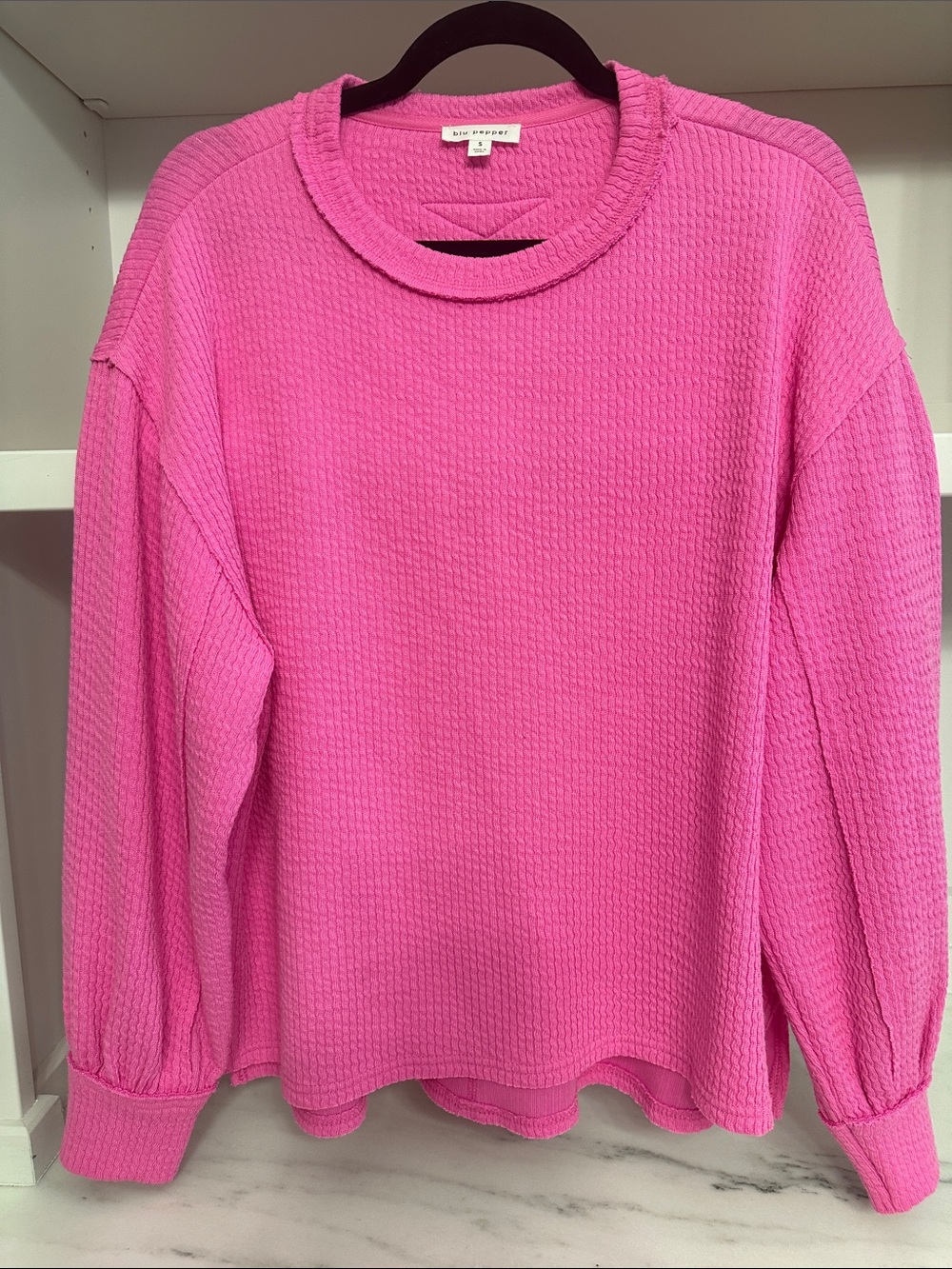 Blu Pepper small Pink Waffle Crewneck Sweater.  Like new
